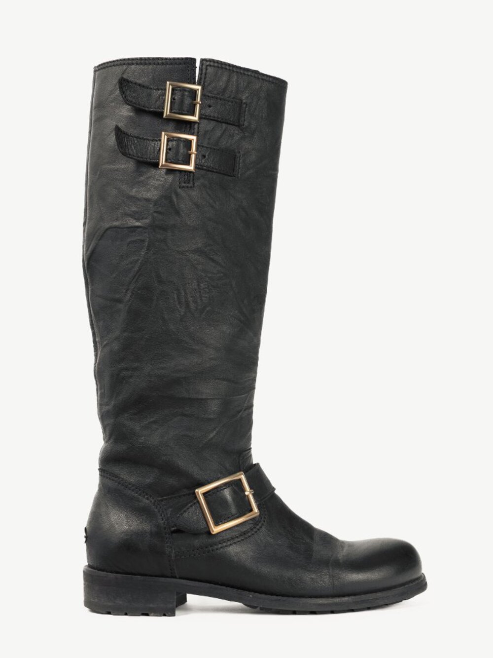 Jimmy Choo Yule Black Knee-High Biker Boots